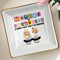 Mother & Daughter A Bond That Can't Be Broken, Cartoon Characters - Personalized Custom Jewelry Dish, Ceramic Dish, Square Shape - MOM037_SCRF