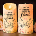 First My Mom Forever My Friend With Hands And Flowers - Personalized Custom LED Candle - MOM038_LECA