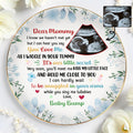 Dear Mommy, Ultrasound Image and Floral Design - Personalized Custom Jewelry Dish, Ceramic Dish, Round Shape - MOM070_RCRF