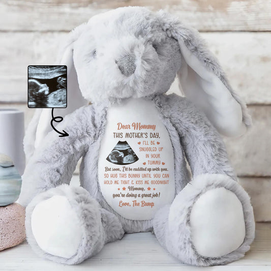 Dear Mommy This Mother’s Day, Bunny And Ultrasound Image - Personalized Stuffed Bunny - MOM075_BUN