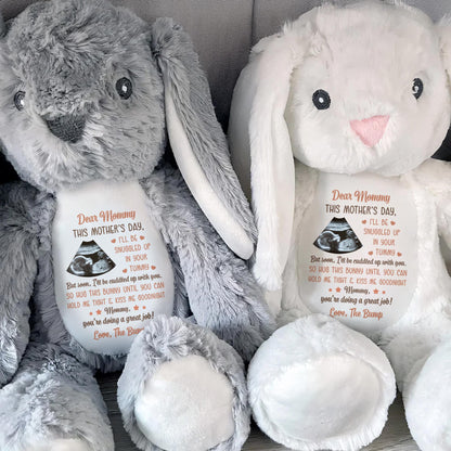 Dear Mommy This Mother’s Day, Bunny And Ultrasound Image - Personalized Stuffed Bunny - MOM075_BUN