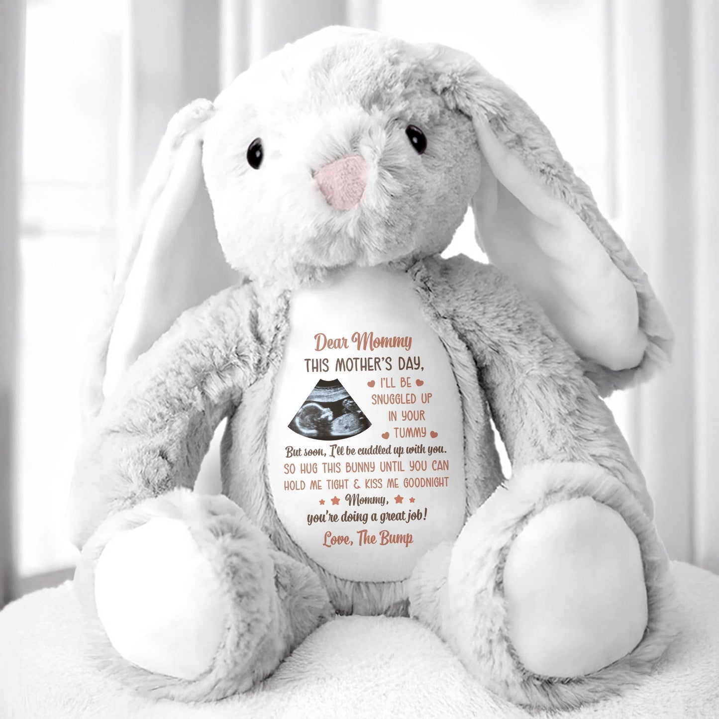 Dear Mommy This Mother’s Day, Bunny And Ultrasound Image - Personalized Stuffed Bunny - MOM075_BUN