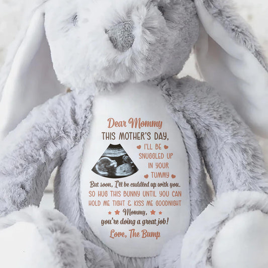 Dear Mommy This Mother’s Day, Bunny And Ultrasound Image - Personalized Stuffed Bunny - MOM075_BUN