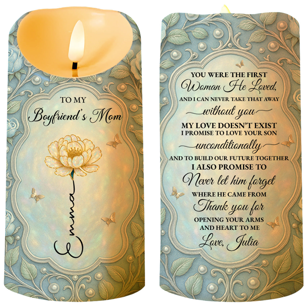 To My Boyfriend's Mom, Love And Promises - Personalized Custom LED Candle - MOM130_LECA