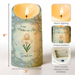 To My Mother-In-Law, Thankful For Your Love, Flower and Butterflies - Personalized Custom LED Candle - MOM145_LECA