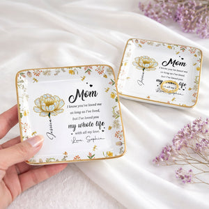 I Know You've Loved Me, Elegant Floral Design - Personalized Custom Jewelry Dish, Ceramic Dish, Square Shape - MOM148_SCRF