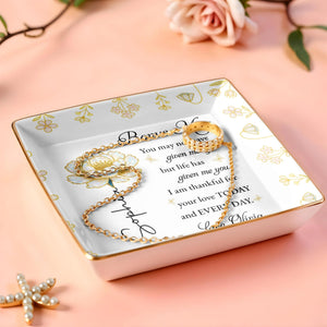 Bonus Mom, Thankful For Your Love Every Day, Flower - Personalized Custom Jewelry Dish, Ceramic Dish, Square Shape - MOM149_SCRF
