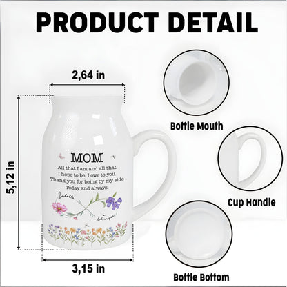 All That I Am, Owe To You, Flowers and Butterfly Design - Personalized Ceramic Flower Vase
