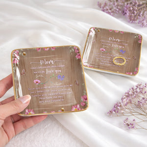 I Really Love You, Flowers and Butterfly - Personalized Custom Jewelry Dish, Ceramic Dish, Square Shape - MOM150_SCRF