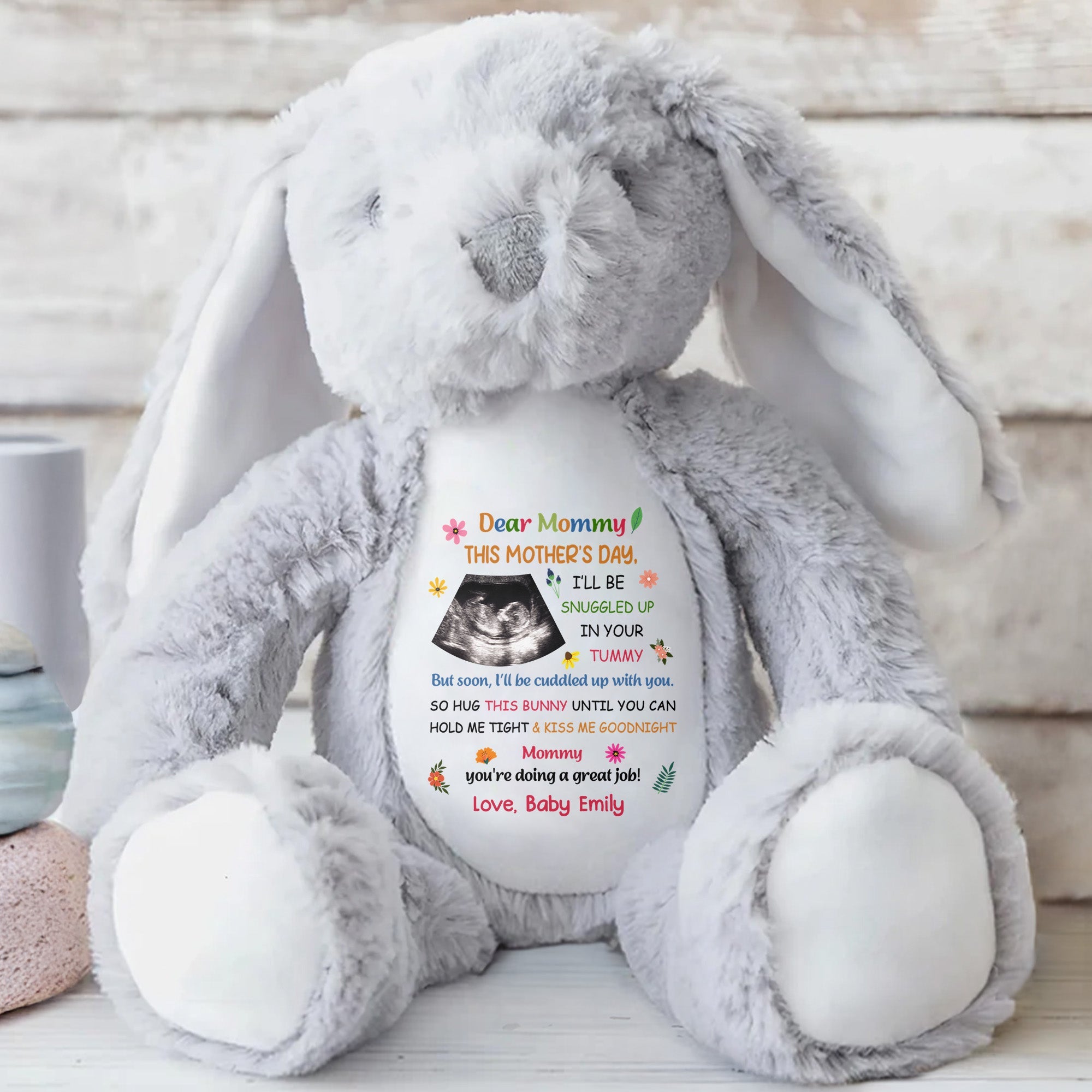 Dear Mommy, This Mother's Day Bunny - Personalized Stuffed Bunny - MOM152_BUN
