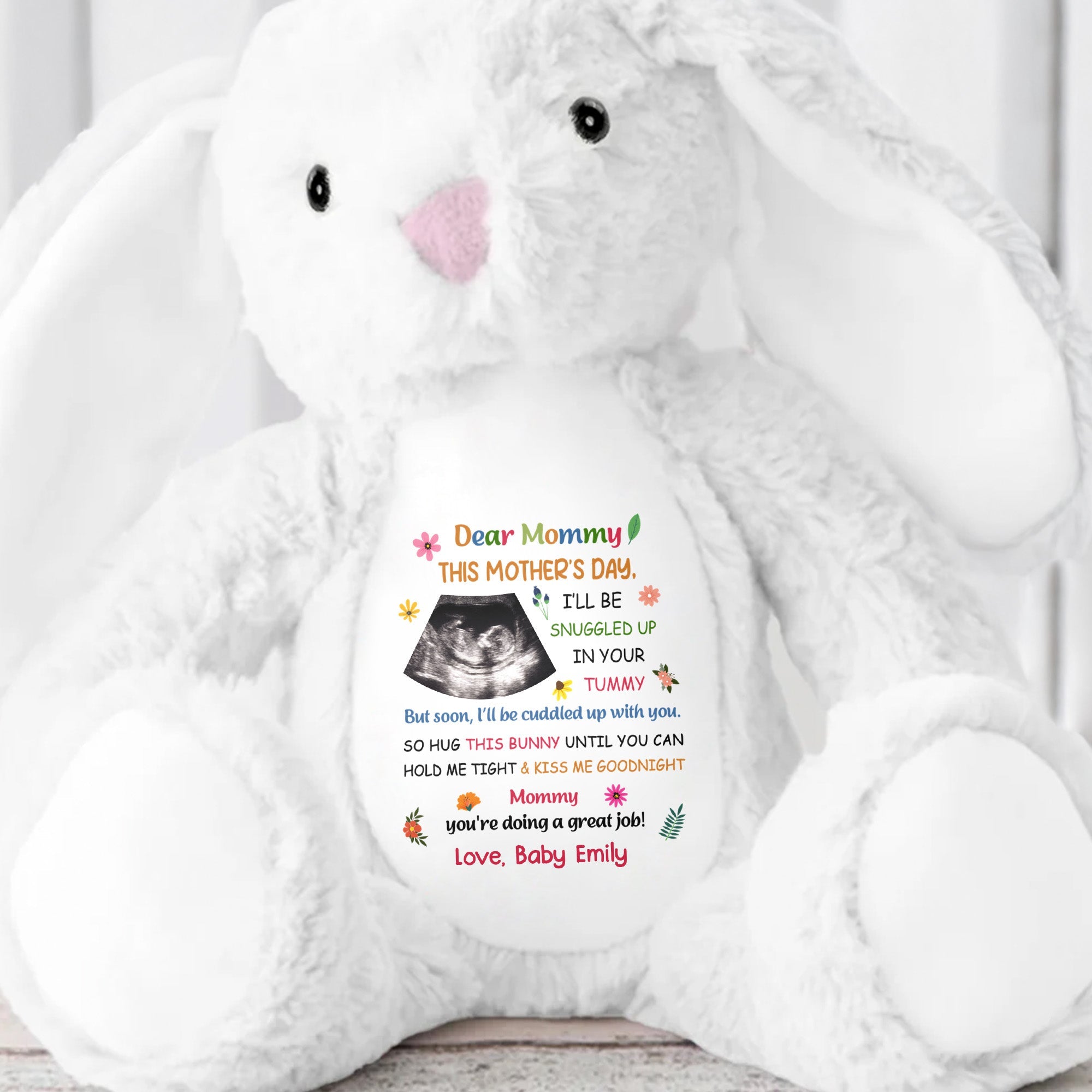Dear Mommy, This Mother's Day Bunny - Personalized Stuffed Bunny - MOM152_BUN