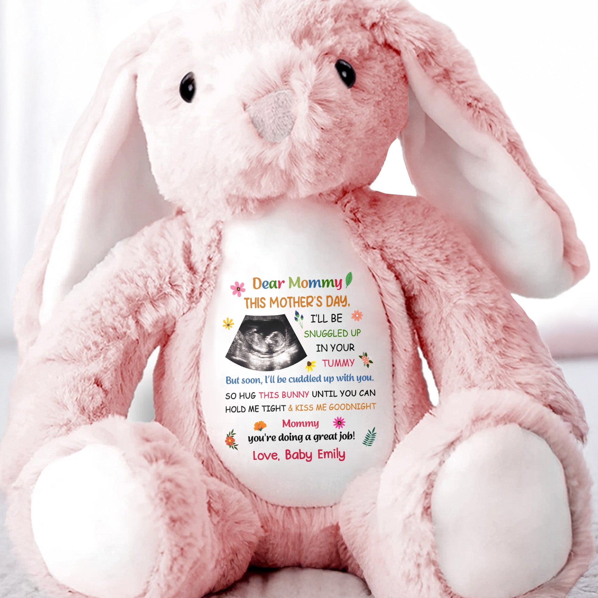 Dear Mommy, This Mother's Day Bunny - Personalized Stuffed Bunny - MOM152_BUN