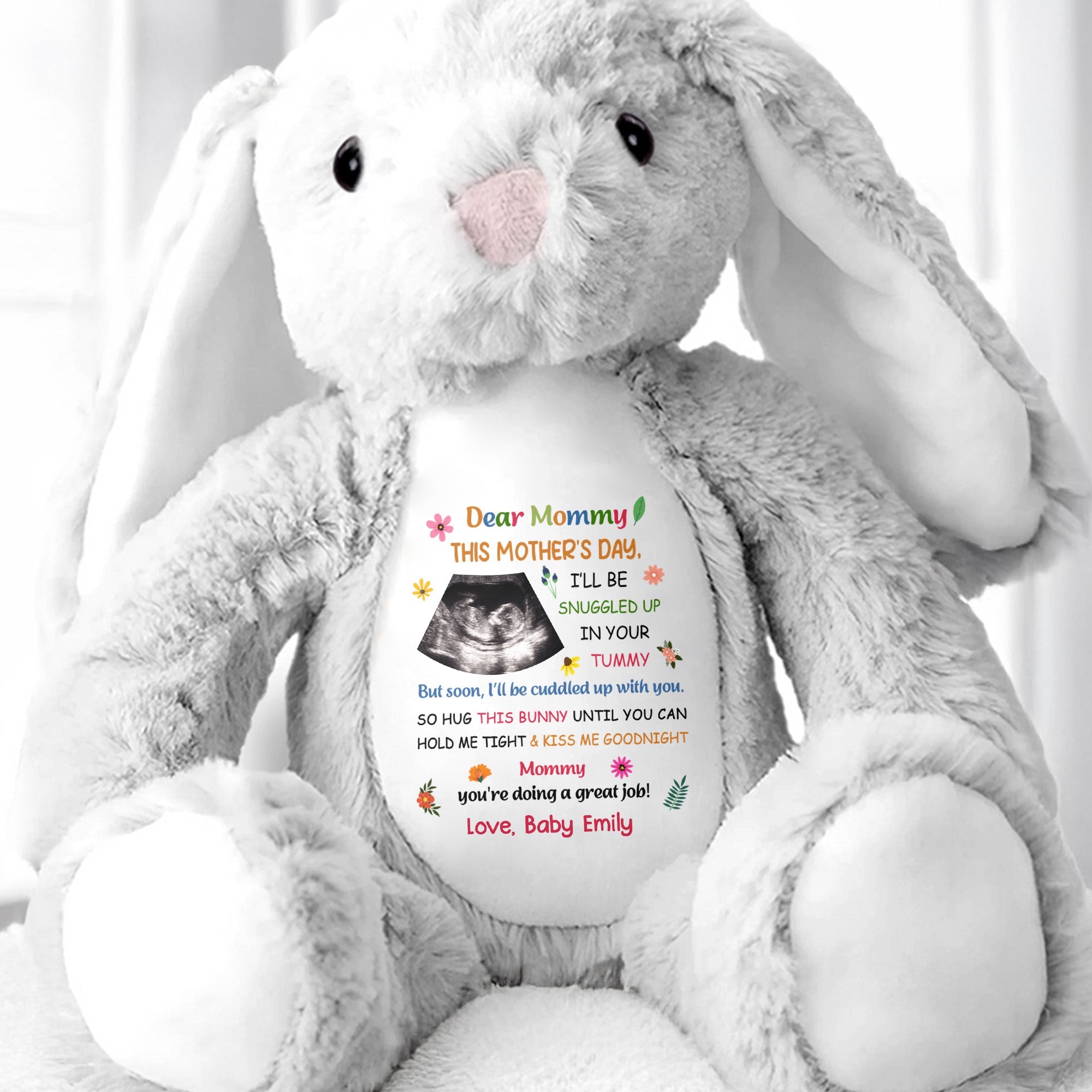 Dear Mommy, This Mother's Day Bunny - Personalized Stuffed Bunny - MOM152_BUN
