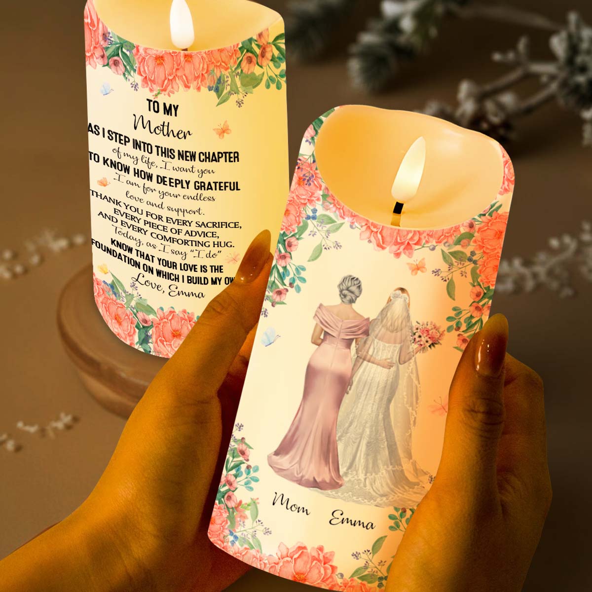 To My Mother, As I Step Into This New Chapter - Personalized Custom LED Candle - MOM152_LECA