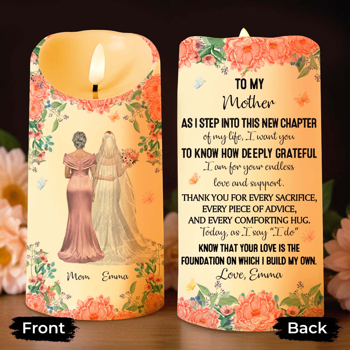 To My Mother, As I Step Into This New Chapter - Personalized Custom LED Candle - MOM152_LECA
