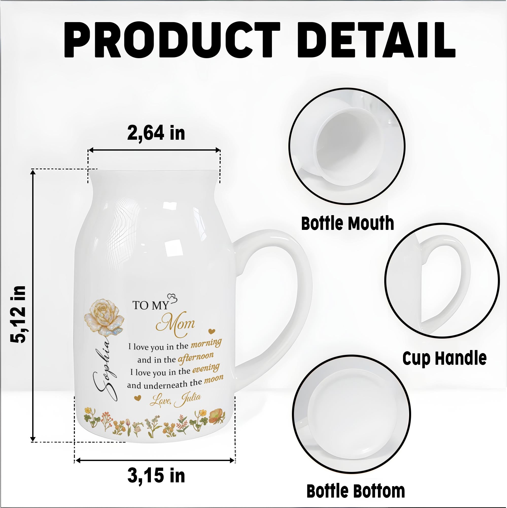 To My Mom, Love You In The Morning, Flowers - Personalized Ceramic Flower Vase