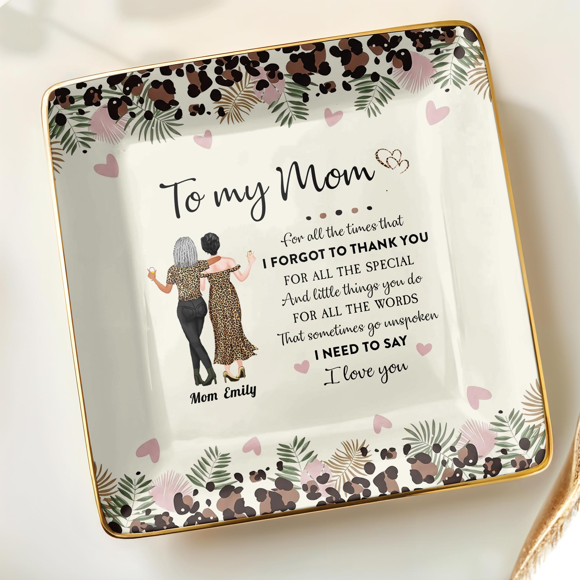 To My Mom, Beautiful Ceramic Square Shaped Dish - Personalized Custom Jewelry Dish, Ceramic Dish, Square Shape - MOM156_SCRF