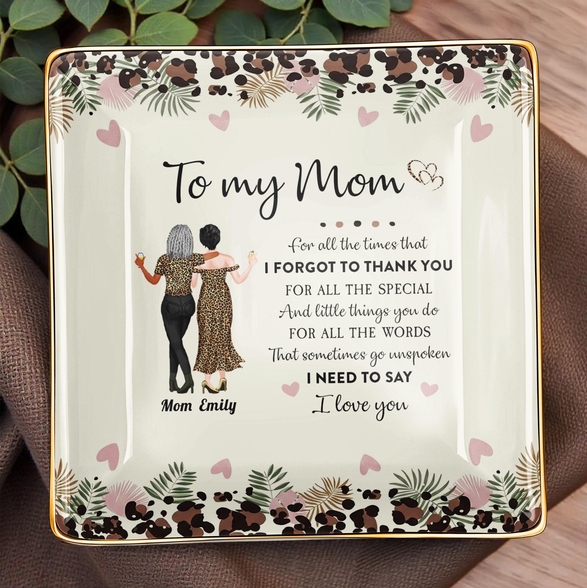 To My Mom, Beautiful Ceramic Square Shaped Dish - Personalized Custom Jewelry Dish, Ceramic Dish, Square Shape - MOM156_SCRF