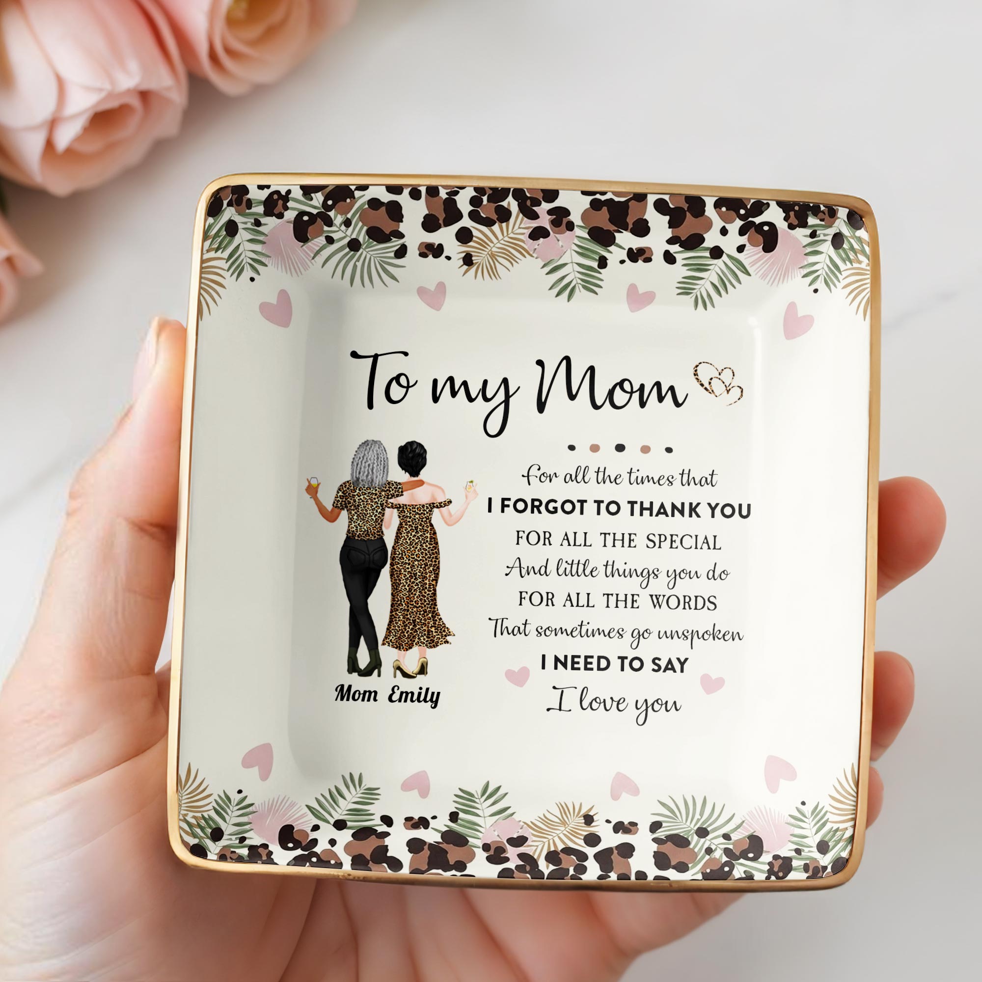 To My Mom, Beautiful Ceramic Square Shaped Dish - Personalized Custom Jewelry Dish, Ceramic Dish, Square Shape - MOM156_SCRF