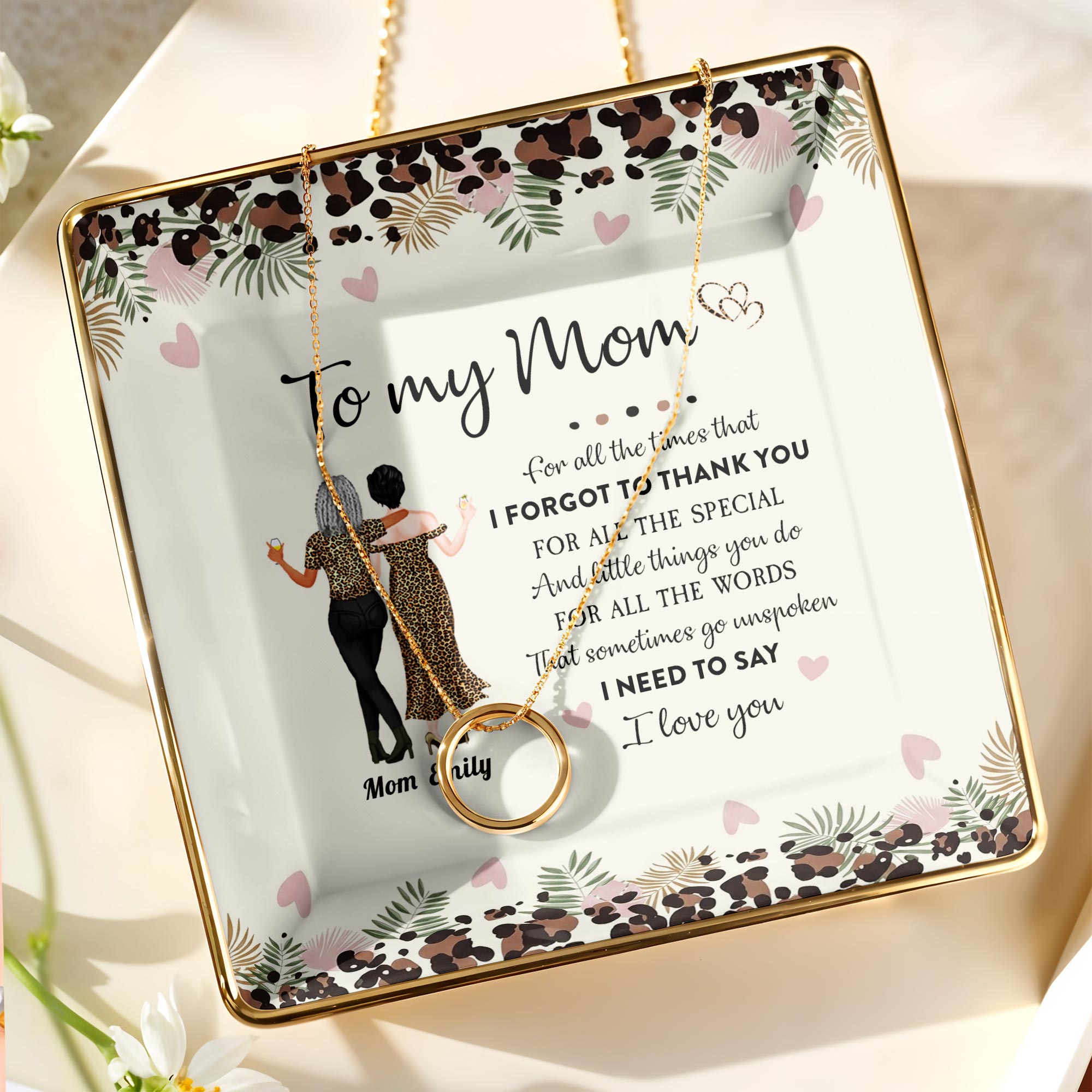 To My Mom, Beautiful Ceramic Square Shaped Dish - Personalized Custom Jewelry Dish, Ceramic Dish, Square Shape - MOM156_SCRF