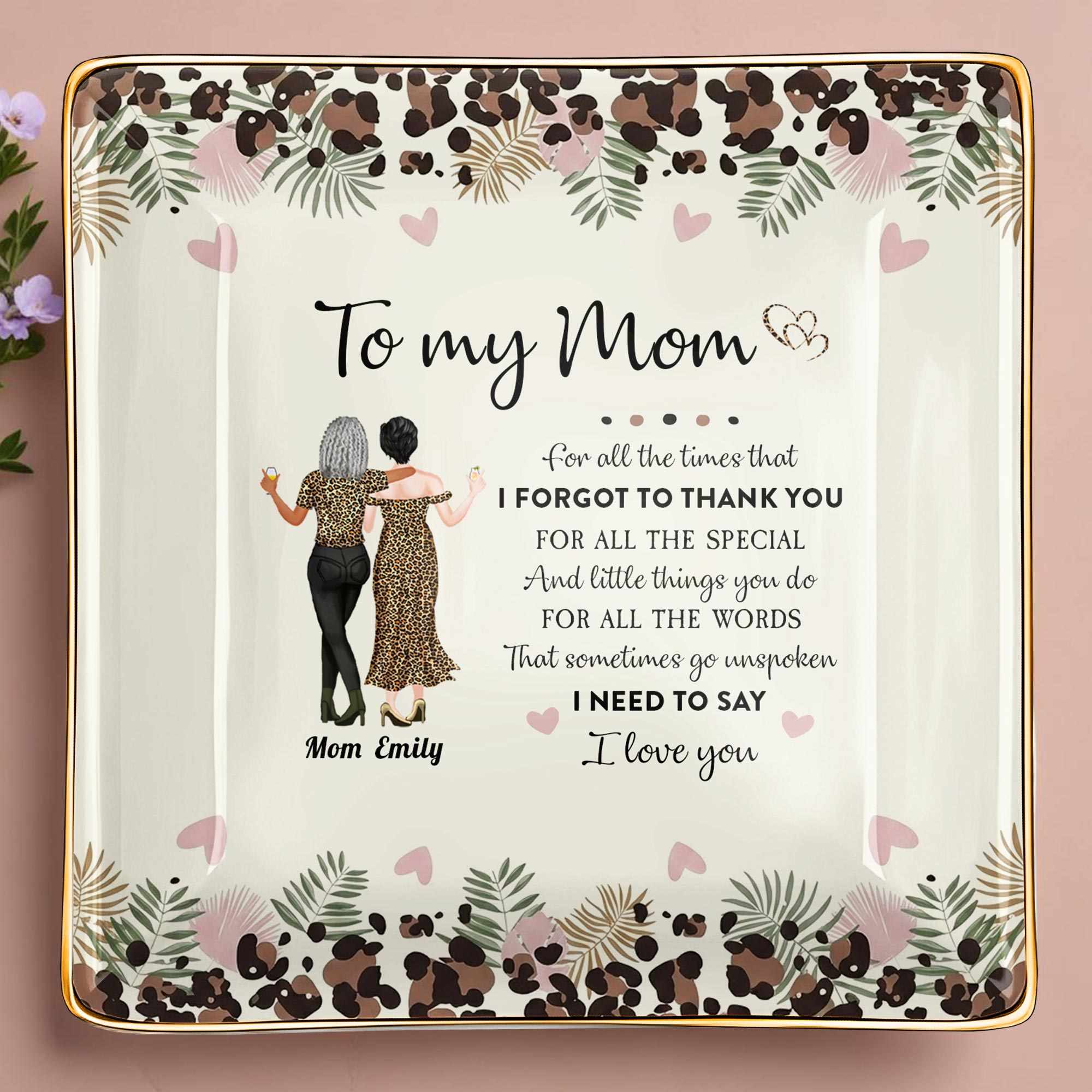 To My Mom, Beautiful Ceramic Square Shaped Dish - Personalized Custom Jewelry Dish, Ceramic Dish, Square Shape - MOM156_SCRF