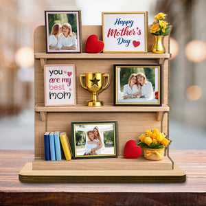 You Are My Best Mom, Happy Mother's Day, Heart, Trophy - Personalized Custom 2-Layer Wood Plaque With Flat Base