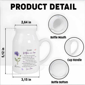 To My Mother In Law Bonus Mom Message With Purple Flower And Butterflies - Personalized Ceramic Flower Vase