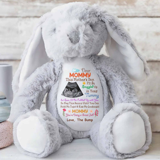 Dear Mommy This Mother's Day Baby Bump Ultrasound Flower - Personalized Stuffed Bunny - MOM178_BUN