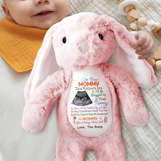 Dear Mommy This Mother's Day Baby Bump Ultrasound Flower - Personalized Stuffed Bunny - MOM178_BUN