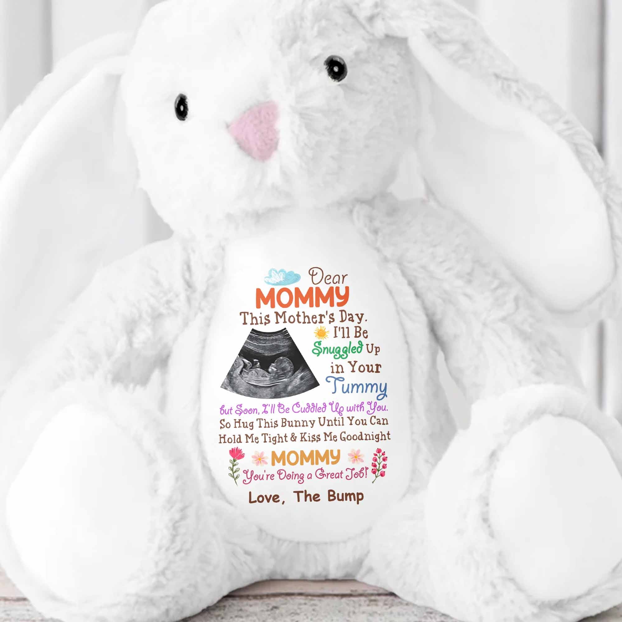 Dear Mommy This Mother's Day Baby Bump Ultrasound Flower - Personalized Stuffed Bunny - MOM178_BUN