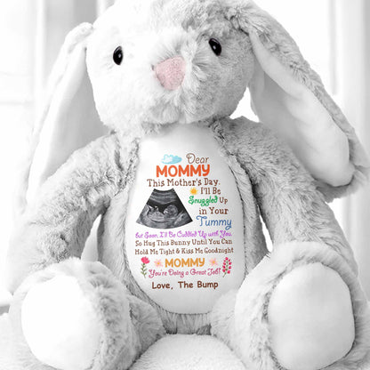 Dear Mommy This Mother's Day Baby Bump Ultrasound Flower - Personalized Stuffed Bunny - MOM178_BUN