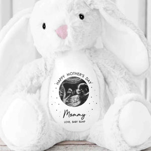 Happy Mother's Day Mommy Baby Bump Ultrasound Photo Stars Bunny - Personalized Stuffed Bunny - MOM180_BUN