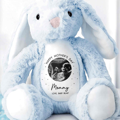 Happy Mother's Day Mommy Baby Bump Ultrasound Photo Stars Bunny - Personalized Stuffed Bunny - MOM180_BUN