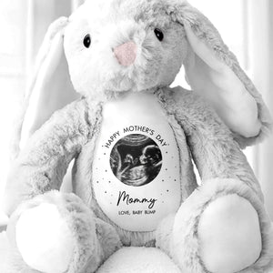 Happy Mother's Day Mommy Baby Bump Ultrasound Photo Stars Bunny - Personalized Stuffed Bunny - MOM180_BUN