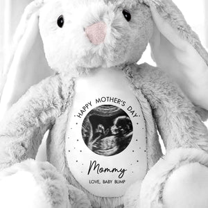Happy Mother's Day Mommy Baby Bump Ultrasound Photo Stars Bunny - Personalized Stuffed Bunny - MOM180_BUN