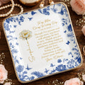 To My Mom On My Wedding Day Flower And Butterfly Ceramic Dish - Personalized Custom Jewelry Dish, Ceramic Dish, Square Shape - MOM197_SCRF