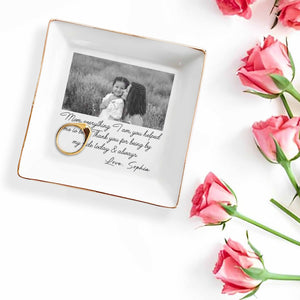 Mom Everything I Am You Helped Me To Be Custom Photo Ceramic Jewelry Dish - Personalized Custom Jewelry Dish, Square Ceramic Dish - MOM198_SCRD