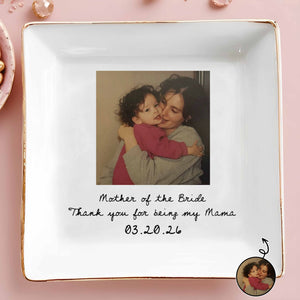 Mother Of The Bride Thank You For Being My Mama Custom Photo - Personalized Custom Jewelry Dish, Square Ceramic Dish - MOM207_SCRD