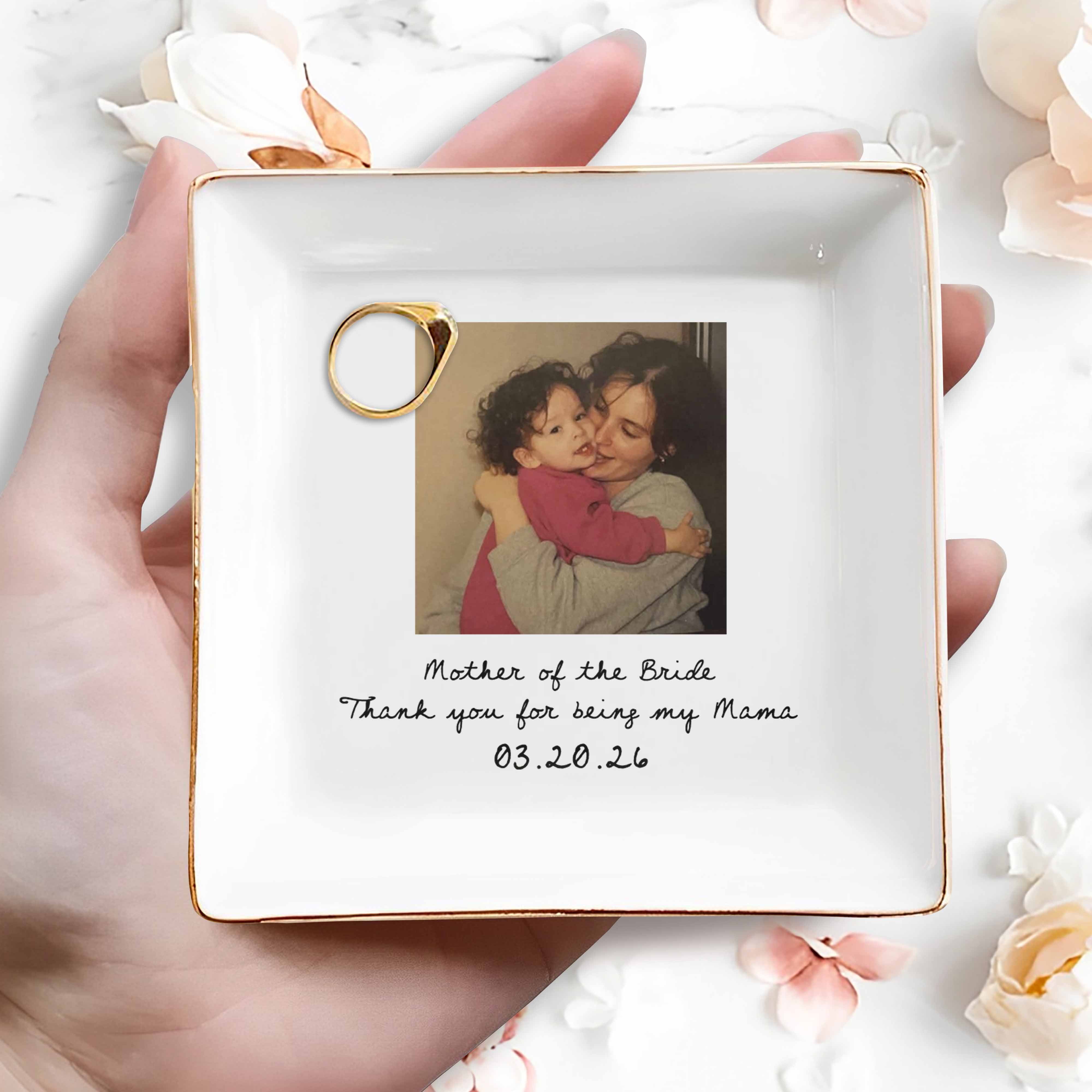 Mother Of The Bride Thank You For Being My Mama Custom Photo - Personalized Custom Jewelry Dish, Square Ceramic Dish - MOM207_SCRD
