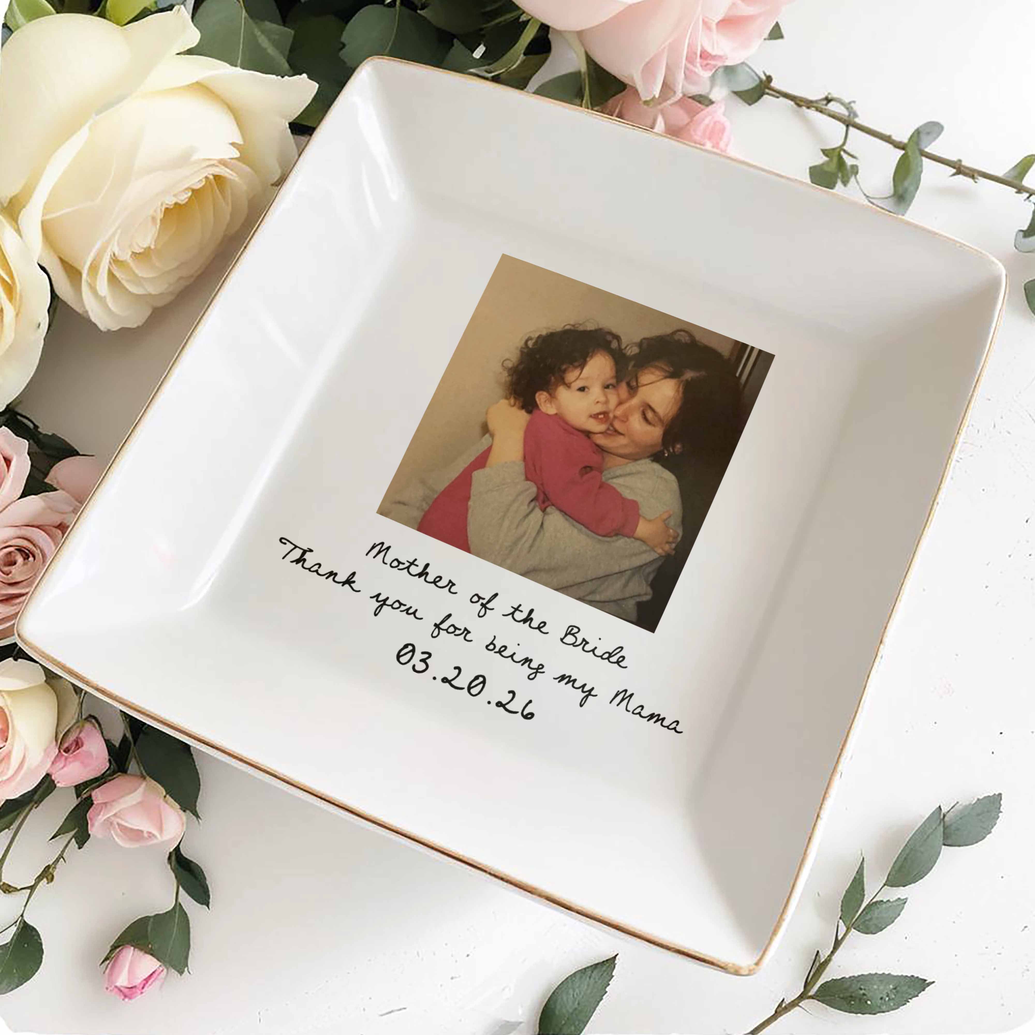 Mother Of The Bride Thank You For Being My Mama Custom Photo - Personalized Custom Jewelry Dish, Square Ceramic Dish - MOM207_SCRD