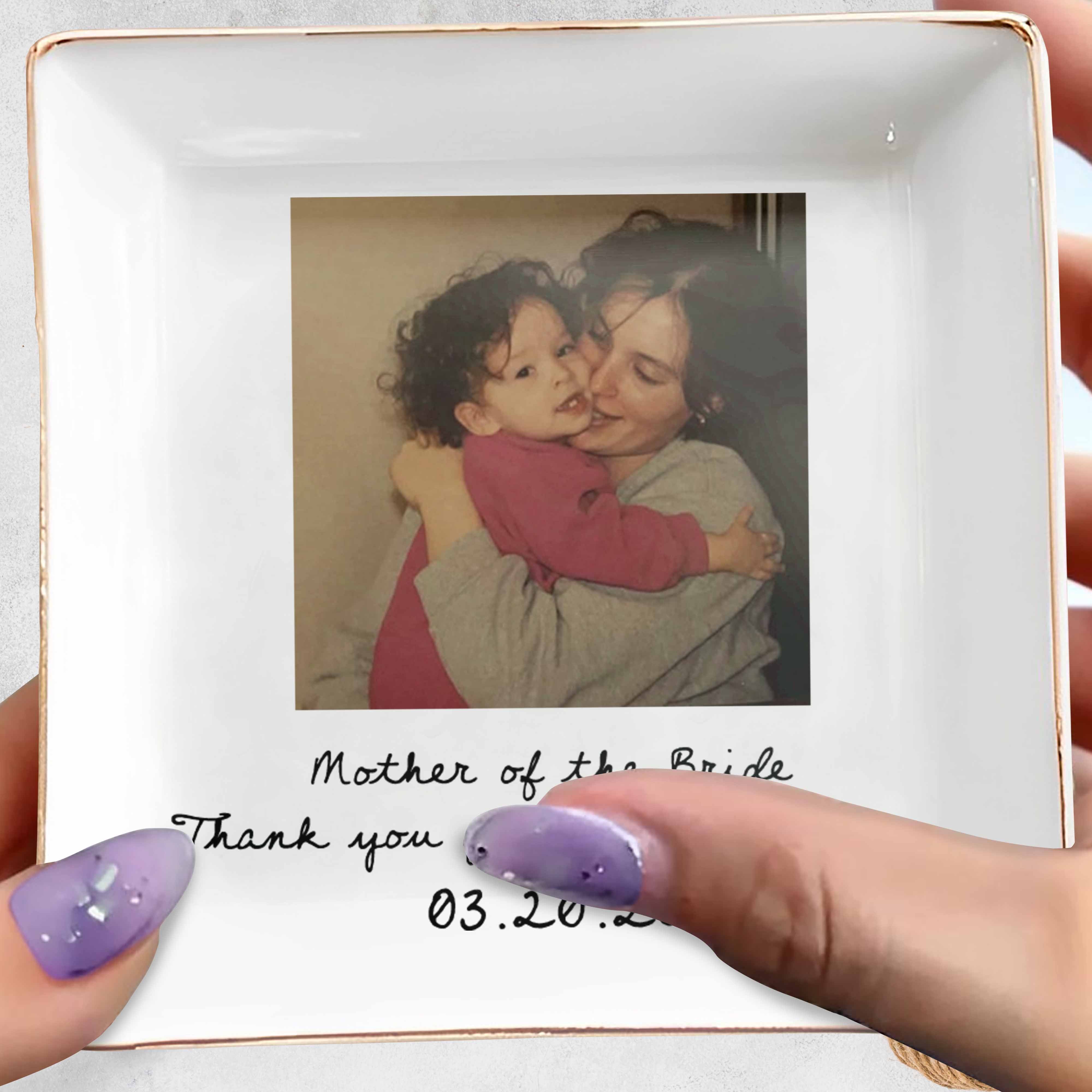 Mother Of The Bride Thank You For Being My Mama Custom Photo - Personalized Custom Jewelry Dish, Square Ceramic Dish - MOM207_SCRD