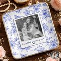 I Love That You're My Mom Custom Photo Flowers And Butterflies - Personalized Custom Jewelry Dish, Ceramic Dish, Square Shape - MOM222_SCRF
