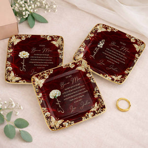 To My Bonus Mom You Didn't Give Me Life Flower Butterfly - Personalized Custom Jewelry Dish, Ceramic Dish, Square Shape - MOM228_SCRF