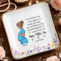 This Mother's Day I'm Snuggled Up Pregnant Woman and Flowers - Personalized Custom Jewelry Dish, Ceramic Dish, Square Shape - MOM259_SCRF