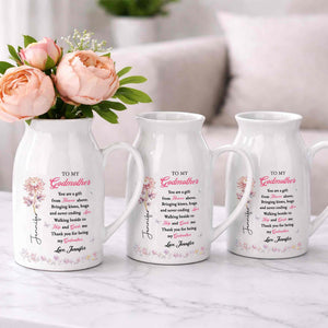 To My Godmother You Are A Gift Heaven Above Birth Month Flowers - Personalized Ceramic Flower Vase