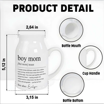 Boy Mom Dictionary Definition With Custom Name - Personalized Ceramic Flower Vase
