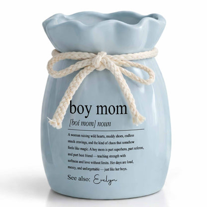 Boy Mom Definition Noun Raising Wild Hearts Ribbon Tie Vase - Personalized Ribbon Tie Flower Vase