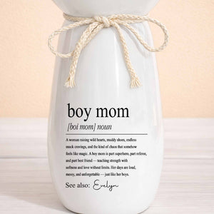 Boy Mom Definition Noun Raising Wild Hearts Ribbon Tie Vase - Personalized Ribbon Tie Flower Vase