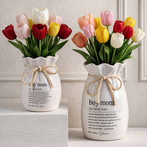 Boy Mom Definition Noun Raising Wild Hearts Ribbon Tie Vase - Personalized Ribbon Tie Flower Vase