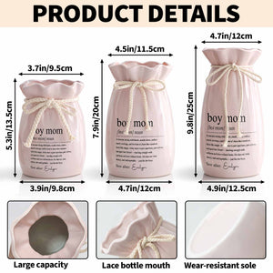 Boy Mom Definition Noun Raising Wild Hearts Ribbon Tie Vase - Personalized Ribbon Tie Flower Vase